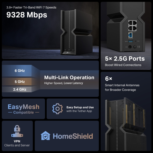 TP-link Archer BE550 BE9300 Tri-Band Wi-Fi 7 Router