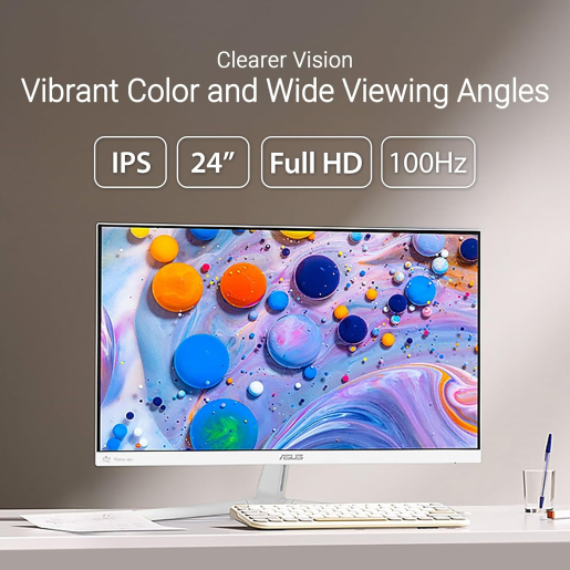 ASUS 24” Full HD, IPS, 100Hz - Eye Care Monitor - VU249HFI-W
