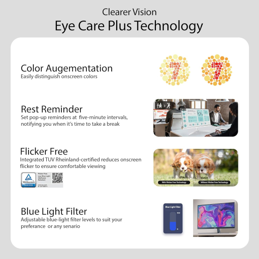 ASUS 24” Full HD, IPS, 100Hz - Eye Care Monitor - VU249HFI-W
