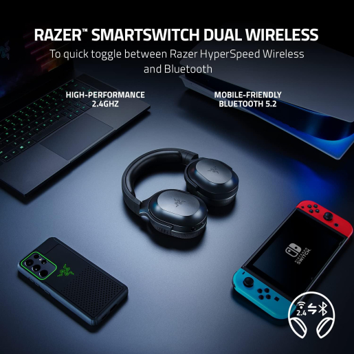 Razer Gaming Headset Barracuda X, 7.1, mini-jack/USB-A/BT/WL, 1.5m, black