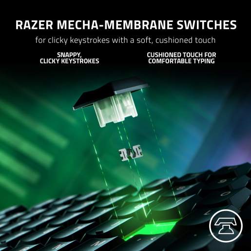 Razer Keyboard mechanical Ornata V3 104key, Mecha-Membrane Switch, USB-A, EN/RU, RGB, black