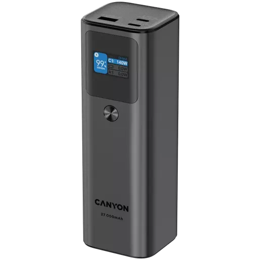  CANYON power bank 27000 mAh 97.2Wh PD140W QC 3.0 Dark Grey