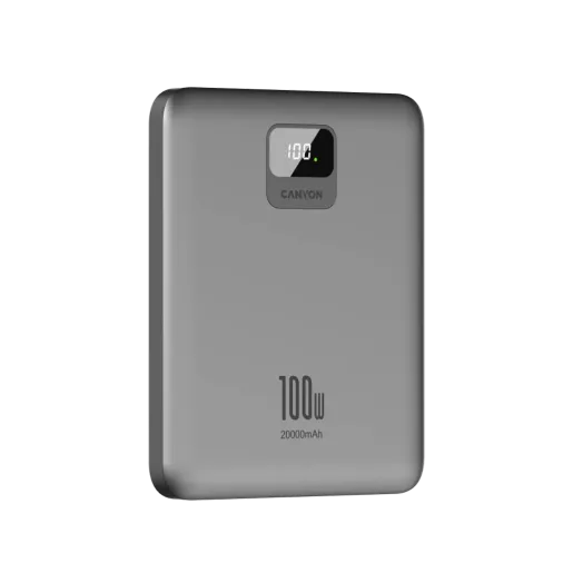  CANYON power bank PB-2008 LED FLAT 20000 mAh PD100W QC3.0 Dark Grey