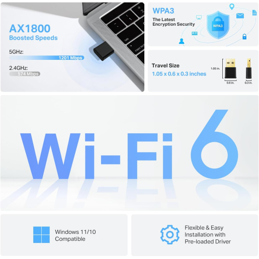  TP-LINK ARCHER TX20U NANO AX1800 Nano Wi-Fi 6 Wireless USB Adapter