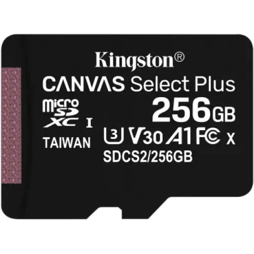Kingston 256GB microSDXC Canvas Select Plus 100R A1 C10 Card (Single pack w/o adapter)