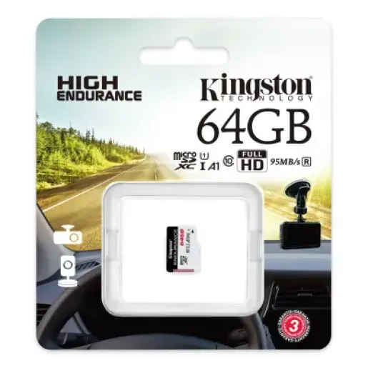 Kingston 64GB microSDHC Endurance 95R/30W C10 A1 UHS-I Card Only (SDCE/64GB)