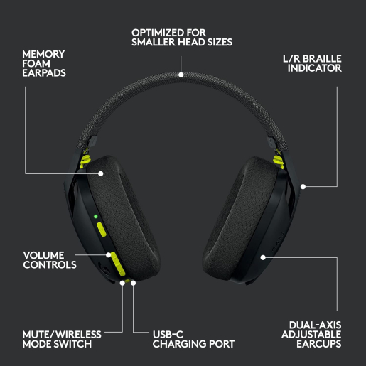 LOGITECH G435 LIGHTSPEED Wireless Gaming Headset - BLACK