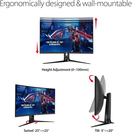 ASUS ROG Strix XG32VC -  31.5” 1440P Curved Gaming Monitor, QHD (2560 x 1440), 170Hz, 1ms