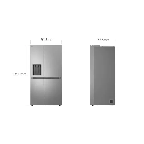 LG GR-L257KLKW.APYQMER Side-by-Side - 179x91.3x73.5 625 LT NF Inverter Dispenser Silver 