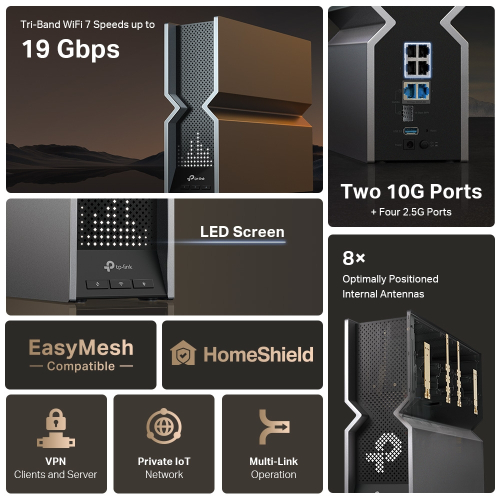 TP-link Archer BE800 BE19000 Tri-Band Wi-Fi 7 Router