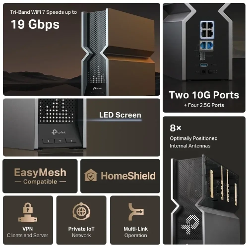 TP-link Archer BE800 BE19000 Tri-Band Wi-Fi 7 Router