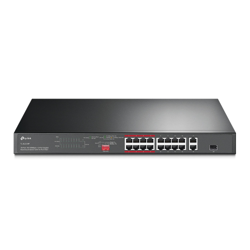 TP-link TL-SL1218P 16-Port 10/100 Mbps + 2-Port Gigabit Rackmount Switch with 16-Port PoE+