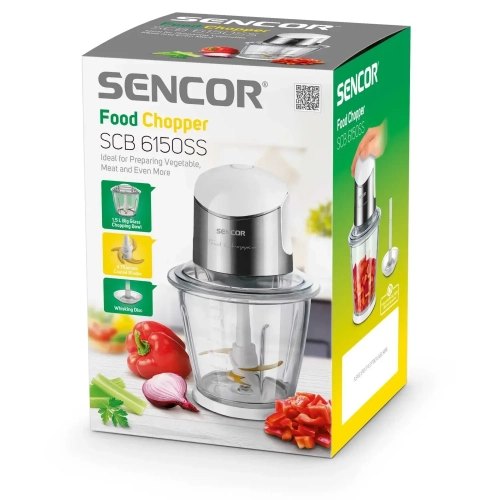 Sencor SCB 6150SS Chopper, 500watt, volume 1500 ml,Rubber anti-skid base,Safety switch, Titan 4 blade