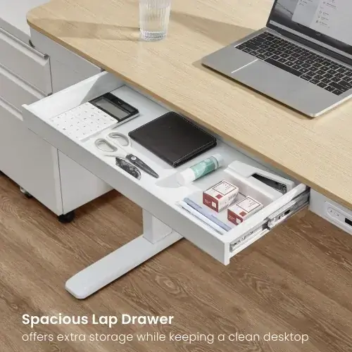 Vertex VX-1SSD-01NW Single Motor Sit-Stand Desk with Drawer & Memory Control
