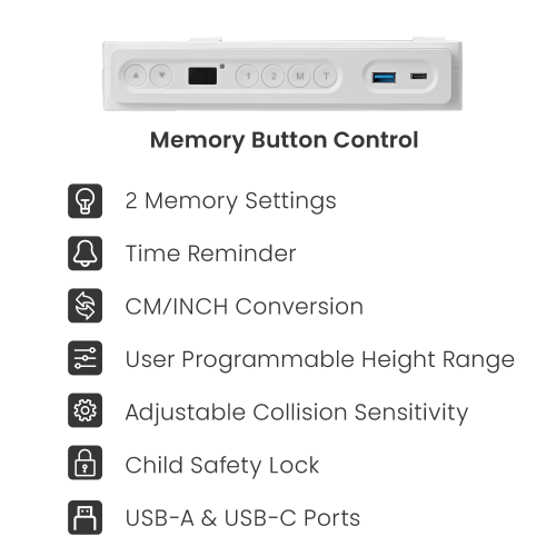 Vertex VX-1SSD-01NW Single Motor Sit-Stand Desk with Drawer & Memory Control