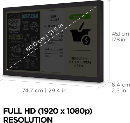 ViewSonic TD3207 32 Inch 1080p 10-Point Multi Touch Screen Monitor with HDMI, USB Type B, and DisplayPort Inputs