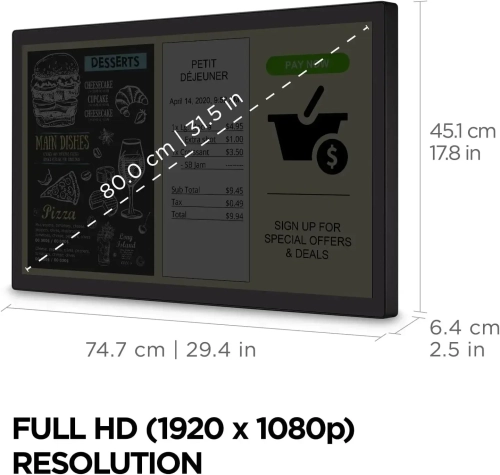 ViewSonic TD3207 32 Inch 1080p 10-Point Multi Touch Screen Monitor with HDMI, USB Type B, and DisplayPort Inputs