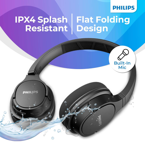 Philips Headphones ActionFit TASH402BK Wireless Mic Black