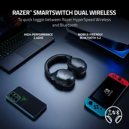 Razer Gaming Headset Barracuda X, 7.1, mini-jack/USB-A/BT/WL, 1.5m, black