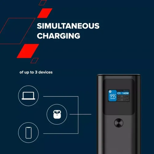  CANYON power bank 27000 mAh 97.2Wh PD140W QC 3.0 Dark Grey