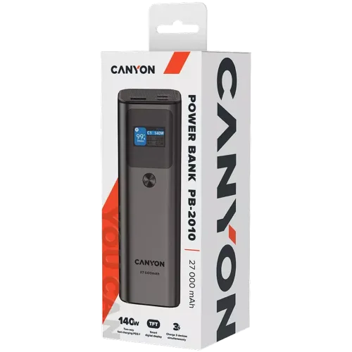  CANYON power bank 27000 mAh 97.2Wh PD140W QC 3.0 Dark Grey