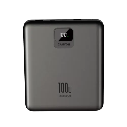  CANYON power bank PB-2008 LED FLAT 20000 mAh PD100W QC3.0 Dark Grey