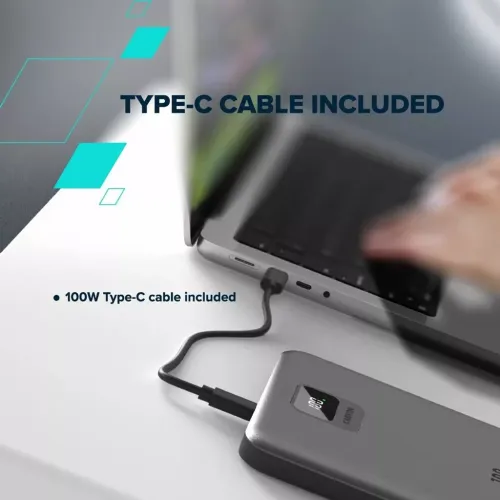  CANYON power bank PB-2008 LED FLAT 20000 mAh PD100W QC3.0 Dark Grey