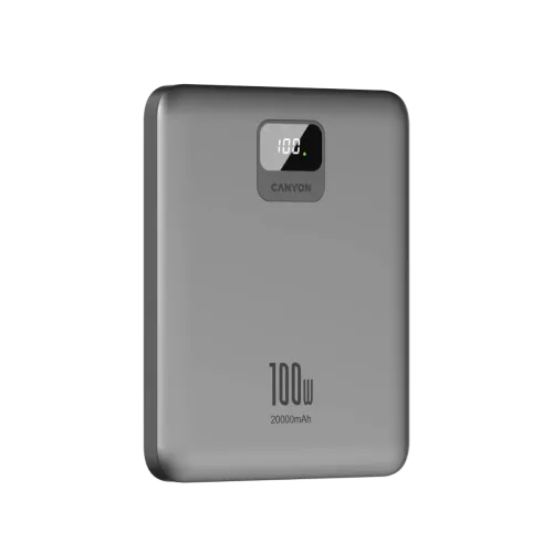  CANYON power bank PB-2008 LED FLAT 20000 mAh PD100W QC3.0 Dark Grey