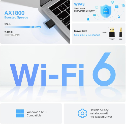 TP-LINK ARCHER TX20U NANO AX1800 Nano Wi-Fi 6 Wireless USB Adapter