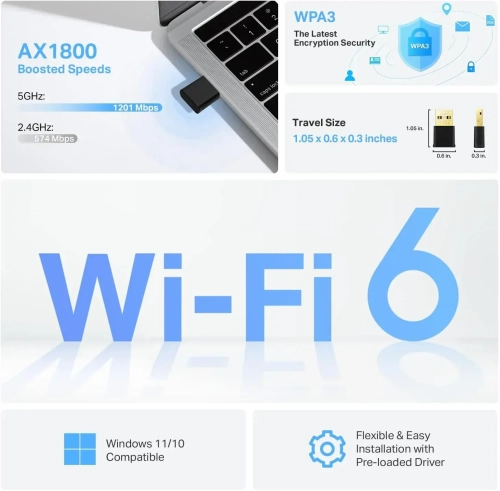  TP-LINK ARCHER TX20U NANO AX1800 Nano Wi-Fi 6 Wireless USB Adapter