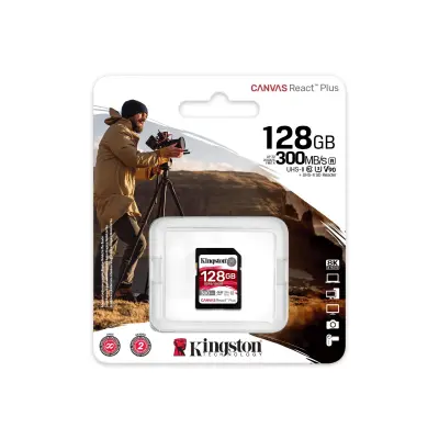 Kingston 128GB SDXC Canvas React Plus UHS-II 300R/260W U3 V90 (SDR2/128GB)