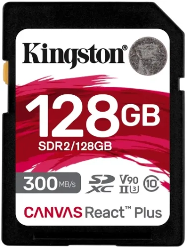 Kingston 128GB SDXC Canvas React Plus UHS-II 300R/260W U3 V90 (SDR2/128GB)