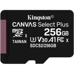 Kingston 256GB microSDXC Canvas Select Plus 100R A1 C10 Card (Single pack w/o adapter) - 