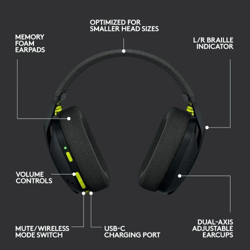 LOGITECH G435 LIGHTSPEED Wireless Gaming Headset - BLACK