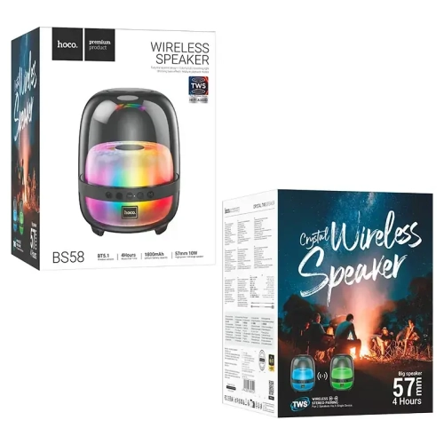 Hoco BS58 Crystal colorful luminous portable speaker Magic black night              