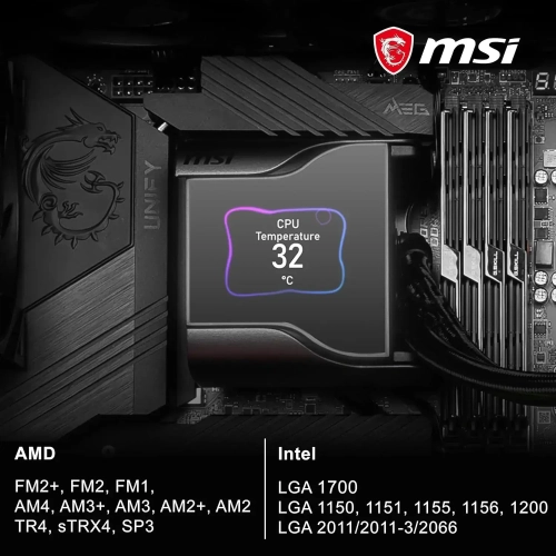 MSI MEG CORELIQUID S360 AIO CPU Liquid Cooler - 2.4" IPS Display