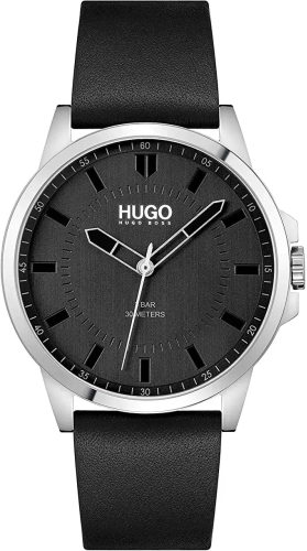 HUGO Steel and Leather Strap Casual Watch