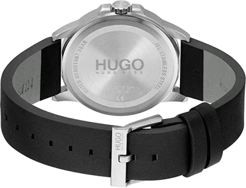 HUGO Steel and Leather Strap Casual Watch