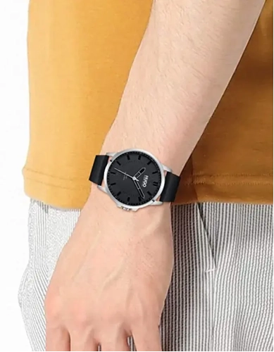 HUGO Steel and Leather Strap Casual Watch