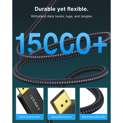 VESA Certified DisplayPort Cable 1.4, (8K@60Hz, 4K@144Hz, 2K@240Hz)