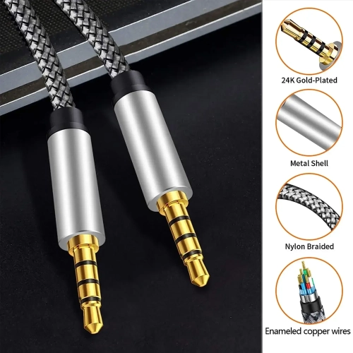 Tan QY Male to Male Audio Cable 3.5mm