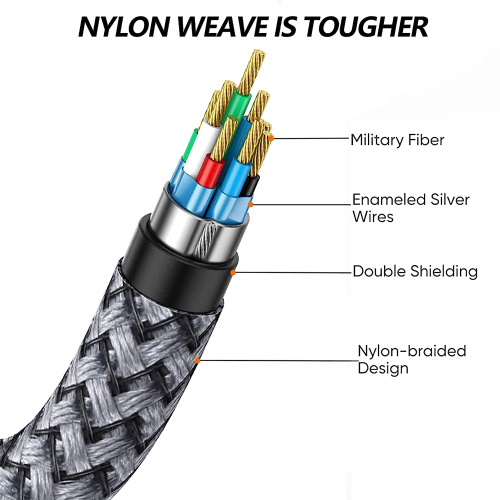 Tan QY Male to Male Audio Cable 3.5mm