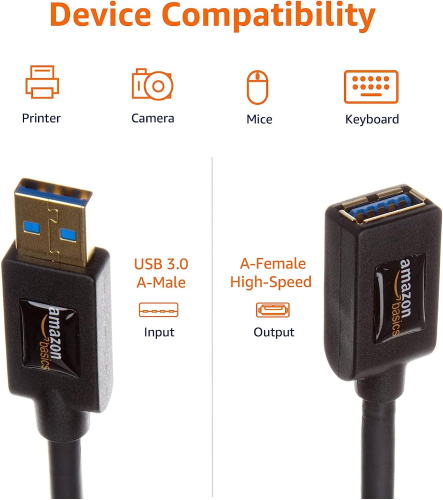 Amazon Basics USB-A 3.0 Extension Cable, 4.8Gbps