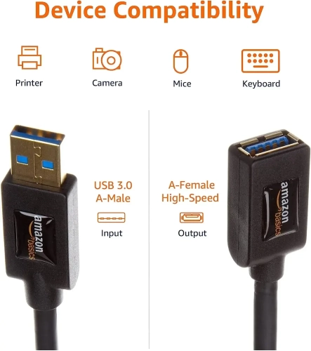 Amazon Basics USB-A 3.0 Extension Cable, 4.8Gbps