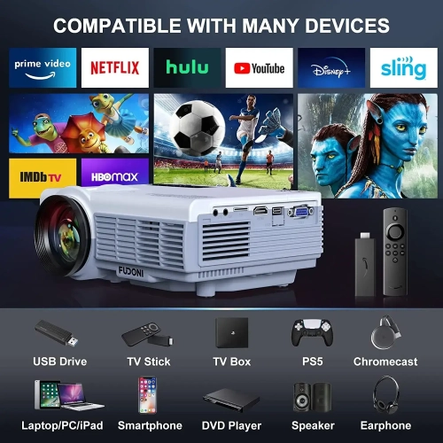 Projector with WiFi and Bluetooth, 5G WiFi Native 1080P 10000L 4K Supported