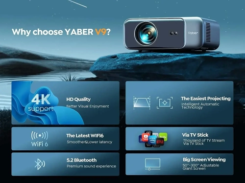  YABER Pro V9 4K Projector with WiFi 6