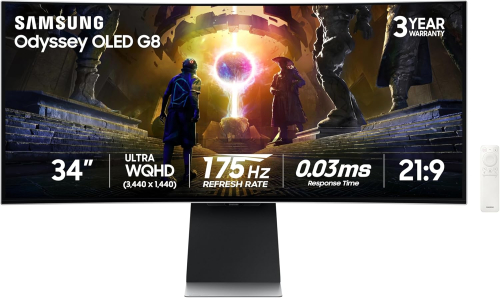 Samsung Odyssey G8 34" UWQHD 175Hz 0.03ms 2xHDMI DP USB - Gaming Monitor