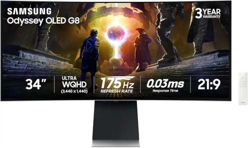 Samsung Odyssey G8 34" UWQHD 175Hz 0.03ms 2xHDMI DP USB - Gaming Monitor