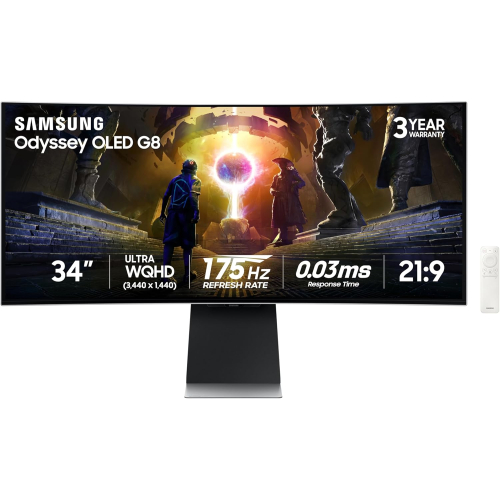 Samsung Odyssey G8 34" UWQHD 175Hz 0.03ms 2xHDMI DP USB - Gaming Monitor