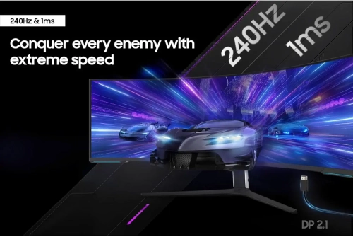 Samsung Odyssey Neo G9 Curved 57" Gaming Monitor - Dual QHD 7680x2160 VA 1ms 240Hz - LS57CG952NIXCI 